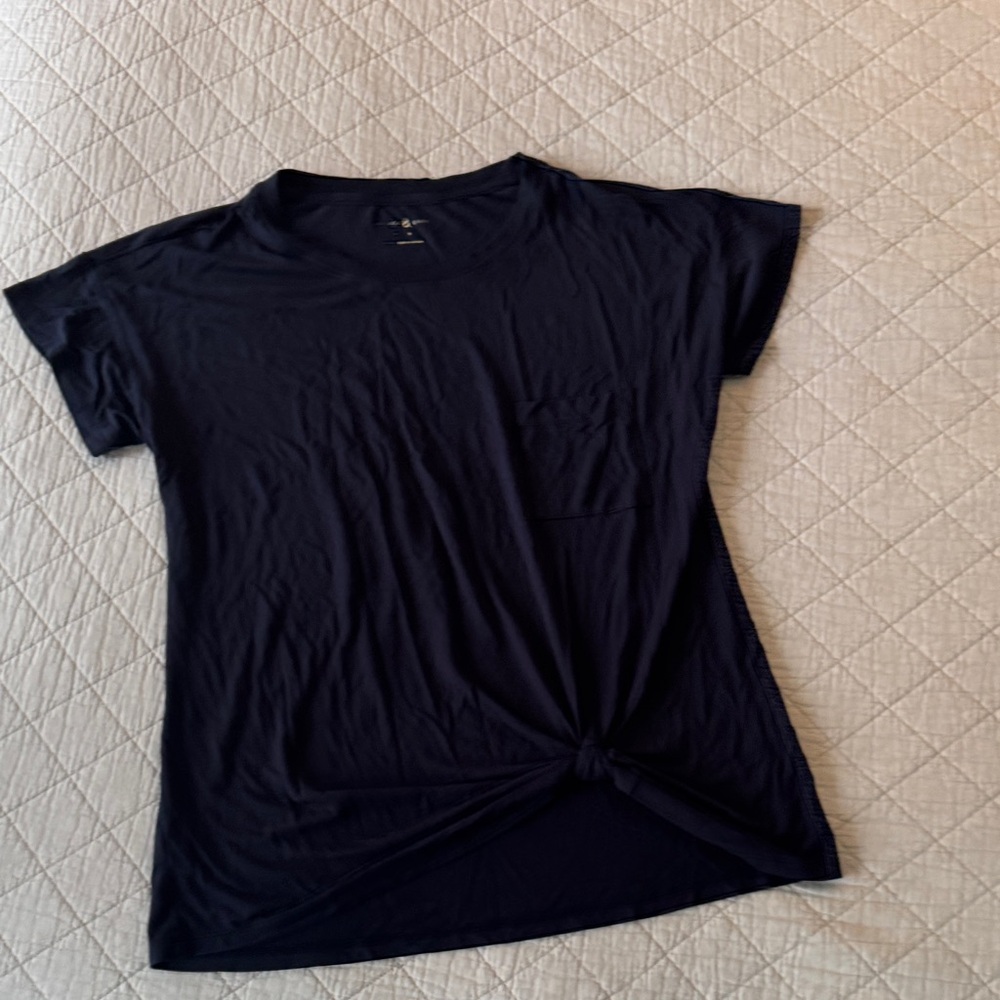 Lou & Grey Navy Short Sleeve Tee with Front Twist